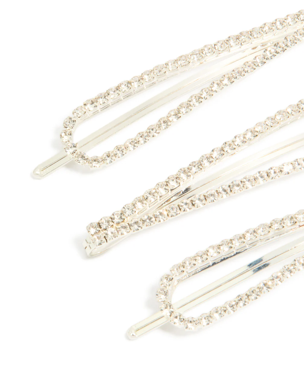 Silver Diamante Teardrop Hair Clips 3-Pack - Image 2
