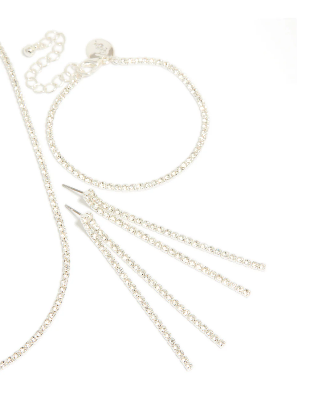 Silver Diamante Tennis Bracelet, Earrings & Necklace Pack - Image 3