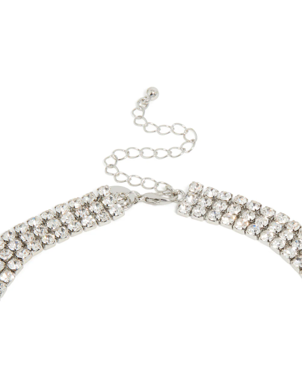 Silver Diamante Tennis Triple Layered Necklace - Image 3