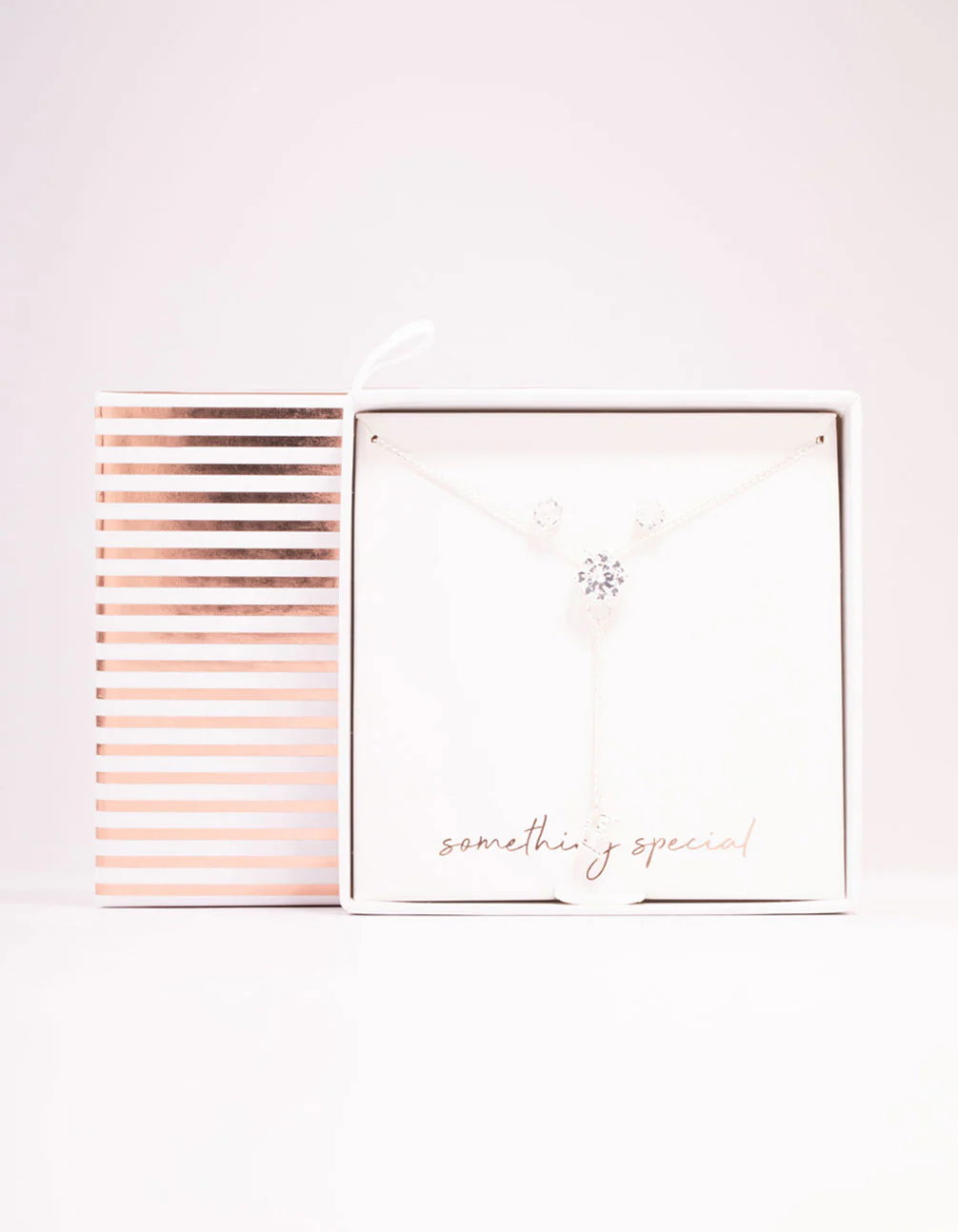 Silver Diamante Y-Necklace & Stud Earrings Set - Image 3