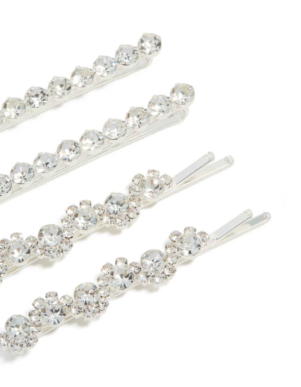 Silver Diamantes Hair Clips 4-Pack - Image 3