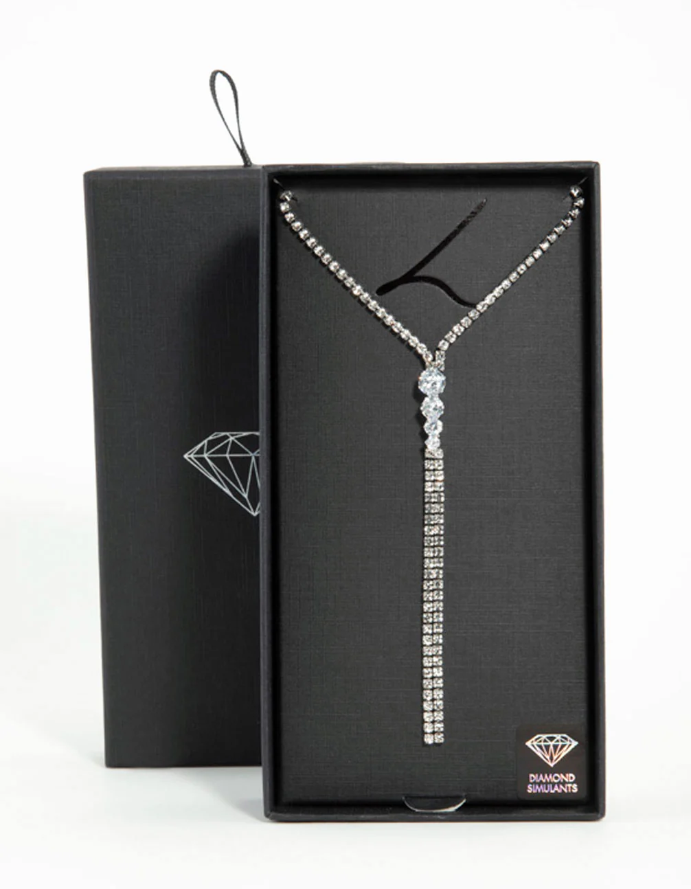 Silver Double Chain Drop Necklace - Image 5
