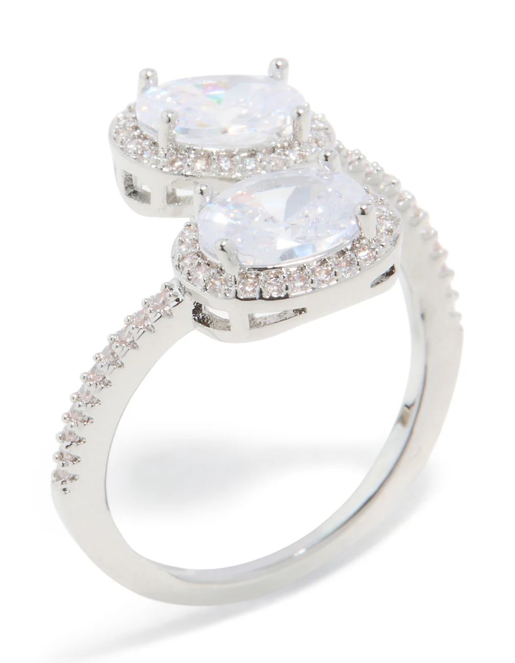 Silver Double Cubic Zirconia Ball Ring - Image 2