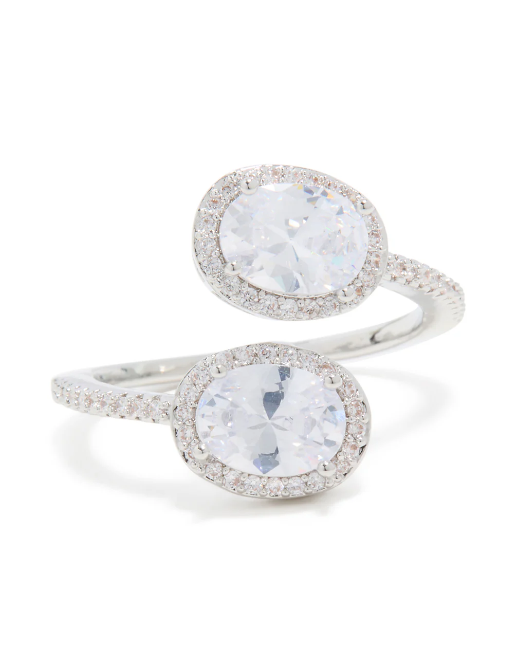 Silver Double Cubic Zirconia Ball Ring - Image 3