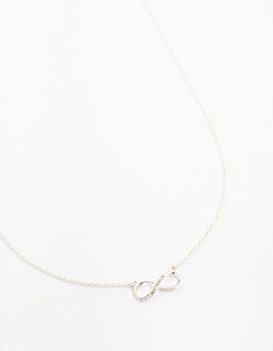 Silver Encased Diamante Infinity Necklace - Image 2