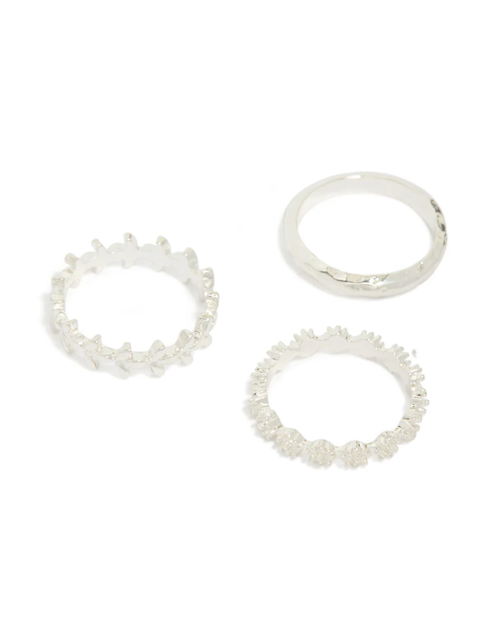 Silver Flower Vine Stacking Ring Pack - Image 2
