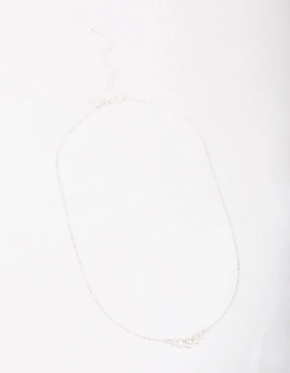 Silver Graduating Diamante Chain Necklace - Image 2