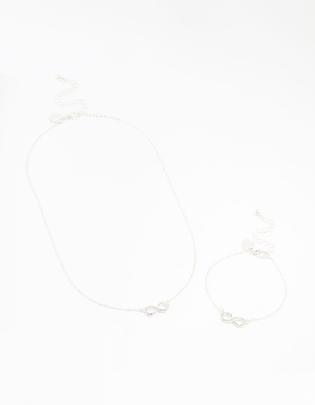 Silver Plated Infinity Necklace & Bracelet Set - Image 2