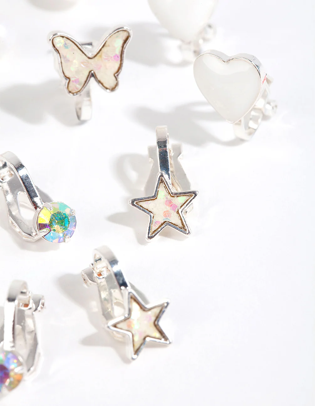 Kids Silver Iridescent Clip On Earring Pack - Image 3