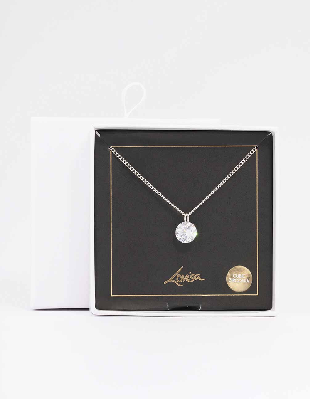 Silver Large Floating Diamante Necklace - Image 2
