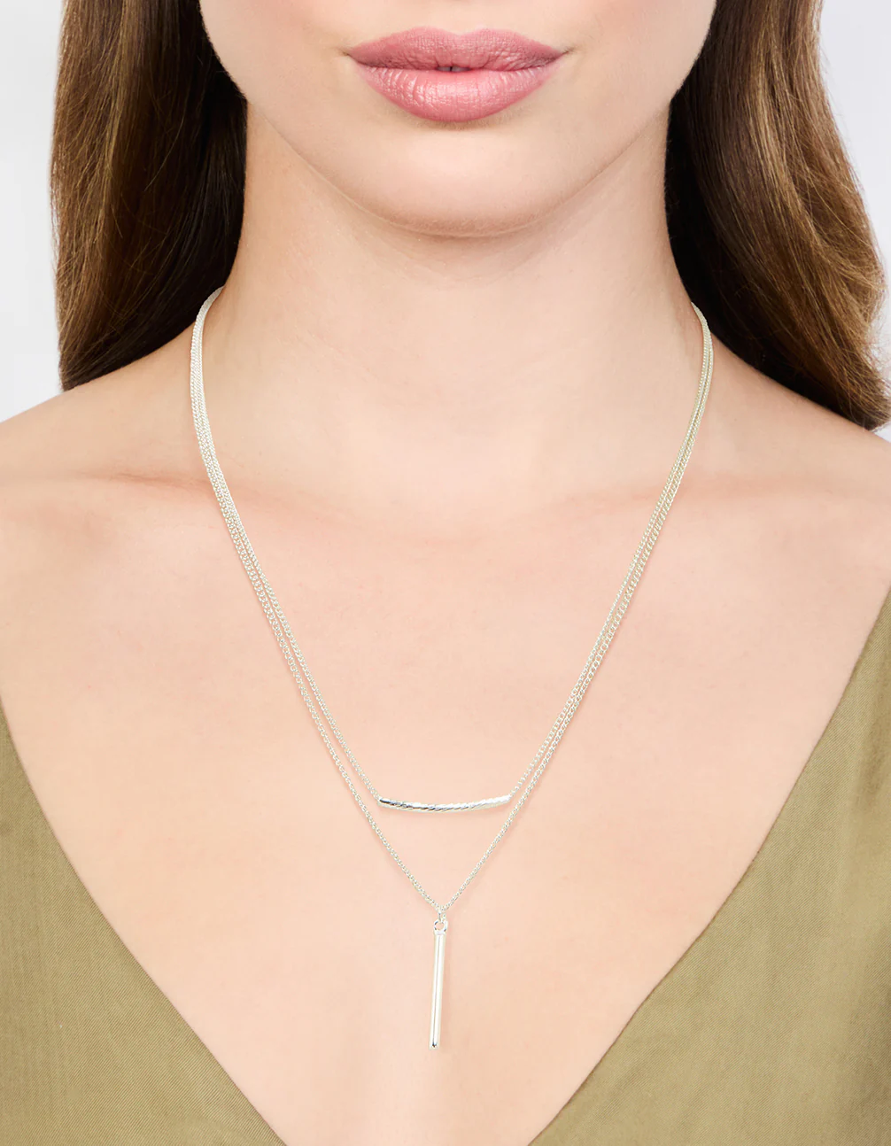 Silver Bar Layered Necklace