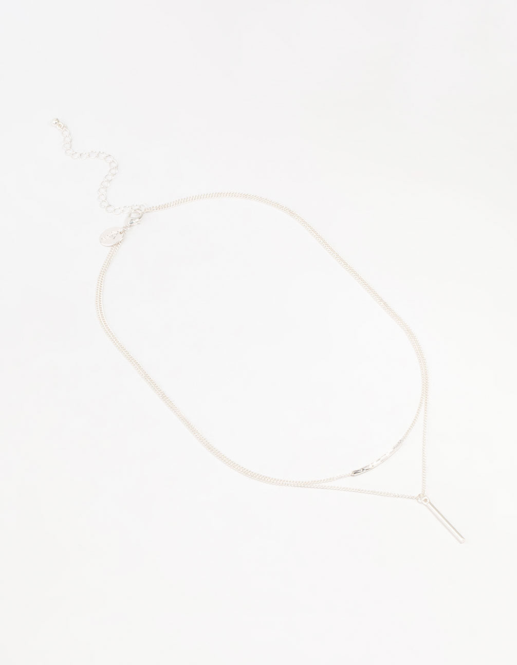 Silver Bar Layered Necklace - Image 4