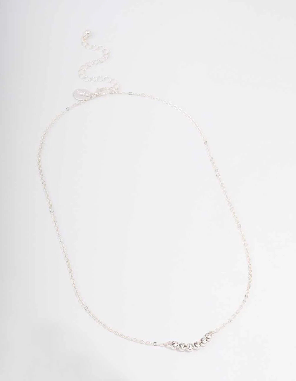 Silver Linear Bezel Diamante Necklace - Image 3