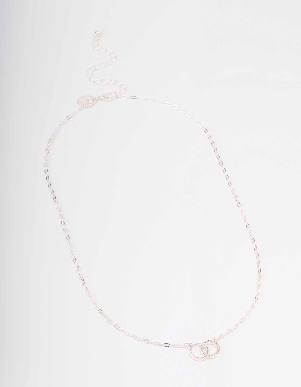 Silver Linked Diamante Circle Necklace - Image 3