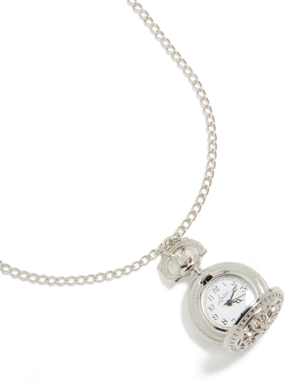 Silver Long Watch Pendant Necklace - Image 4