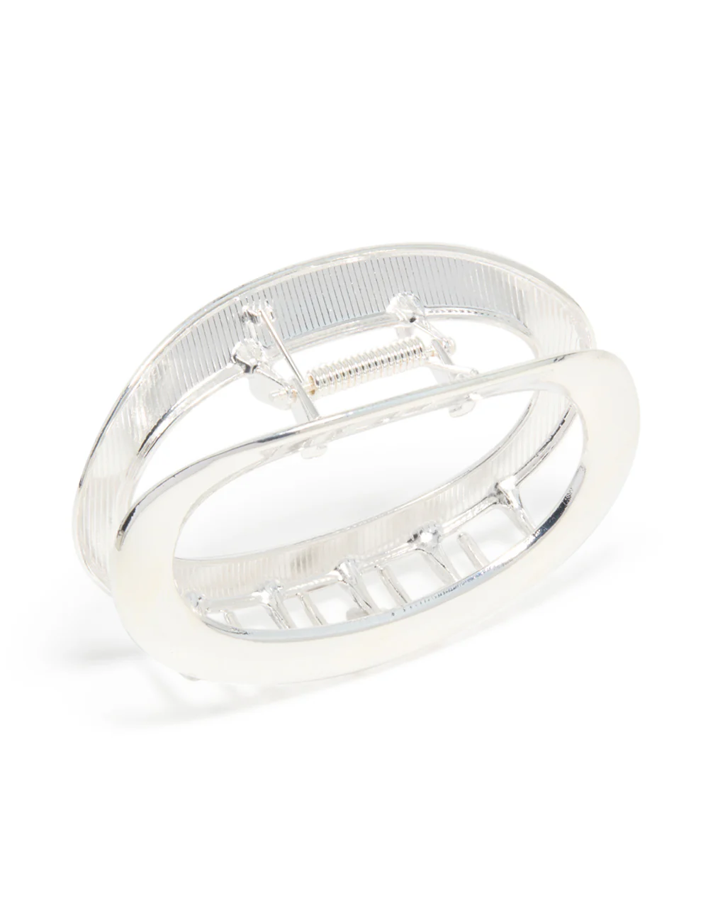 Silver Metal Oval Hair Claw Clip - Image 2