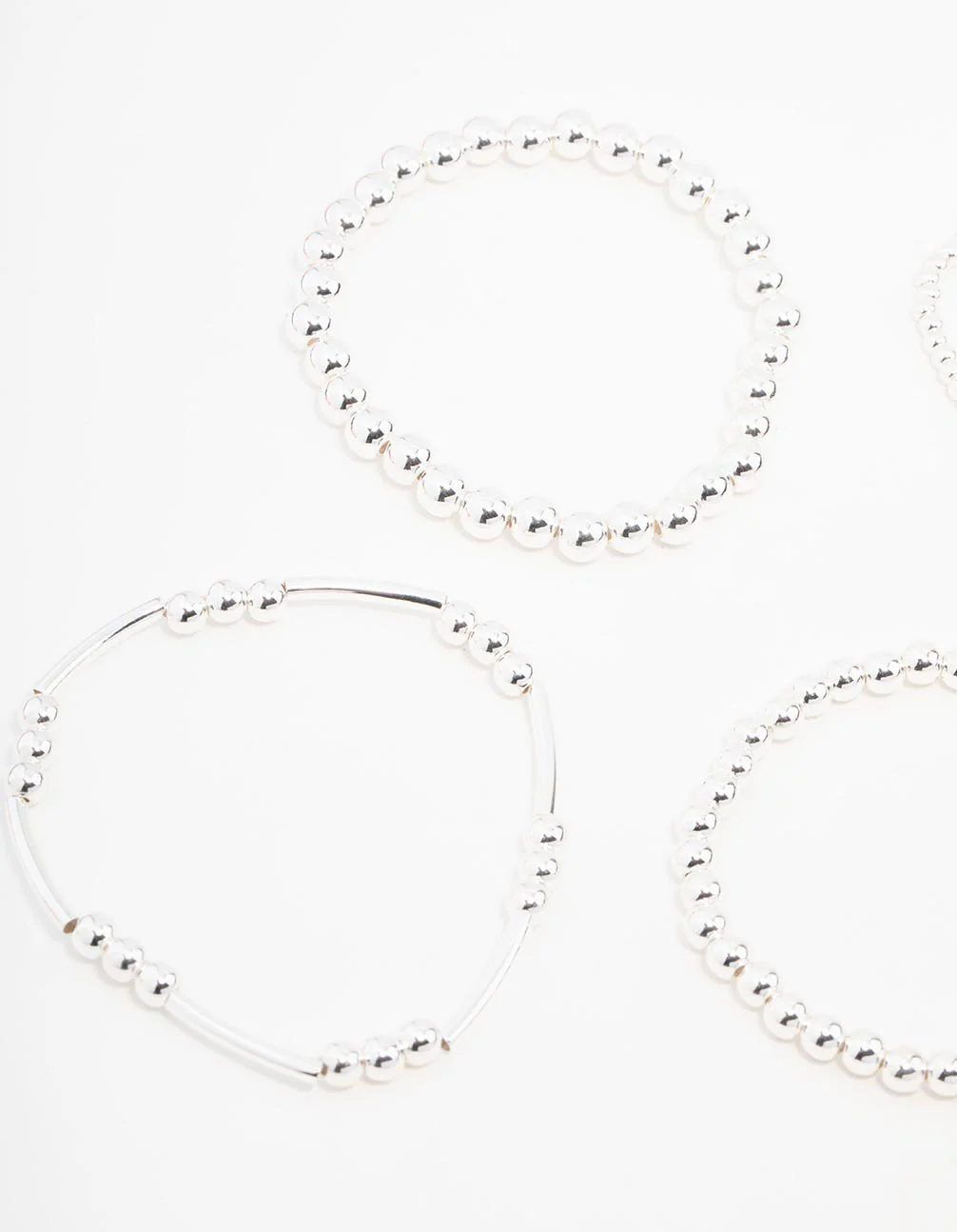 Silver Mixed Ball Bracelets 5-Pack - Image 2