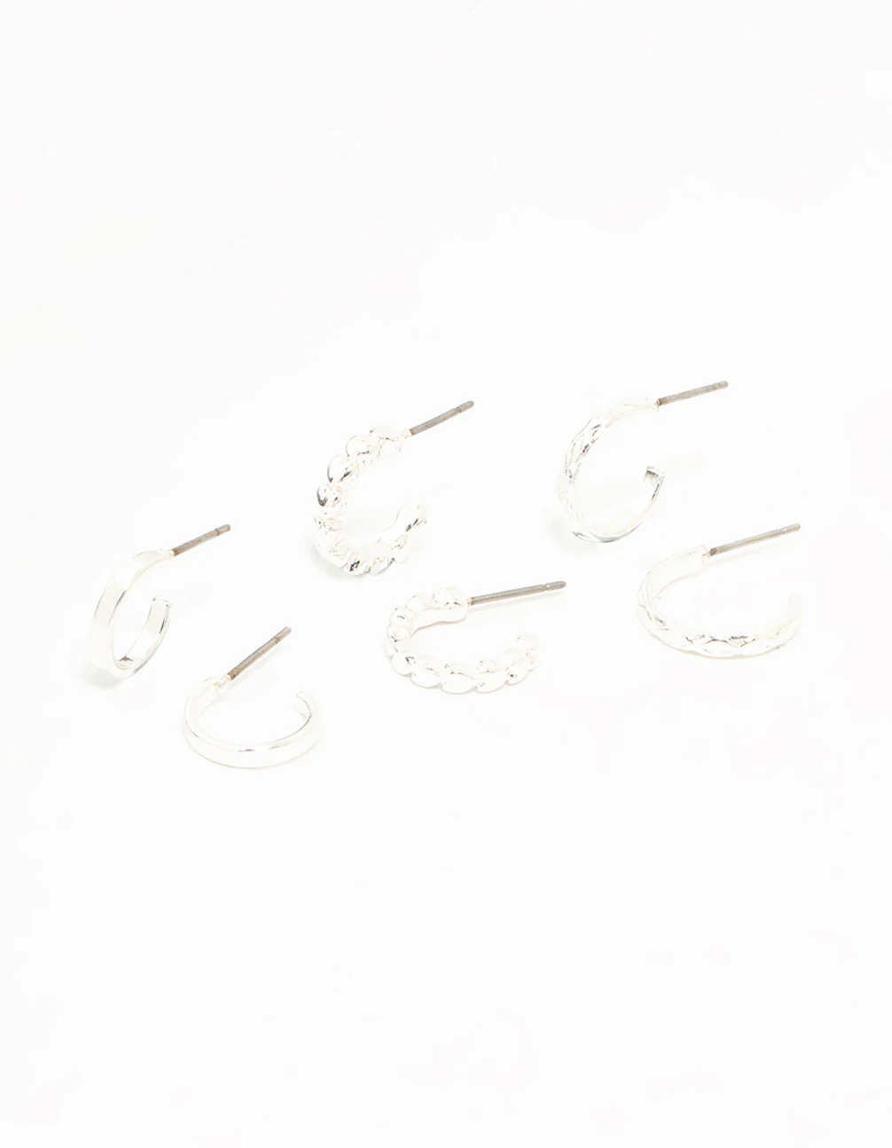 Silver Mixed Textured Huggies 3-Pack