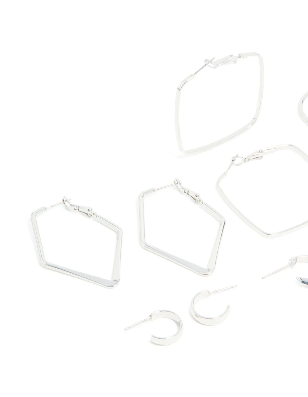 Silver Multi Shaped Hoop Earrings 6-Pack - Image 2