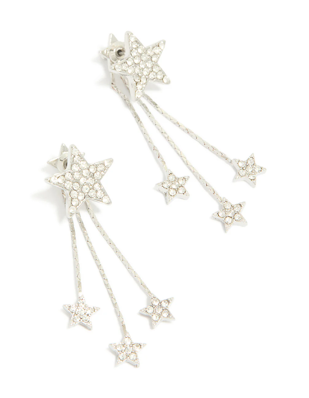 Silver Multi Star Drop Earrings