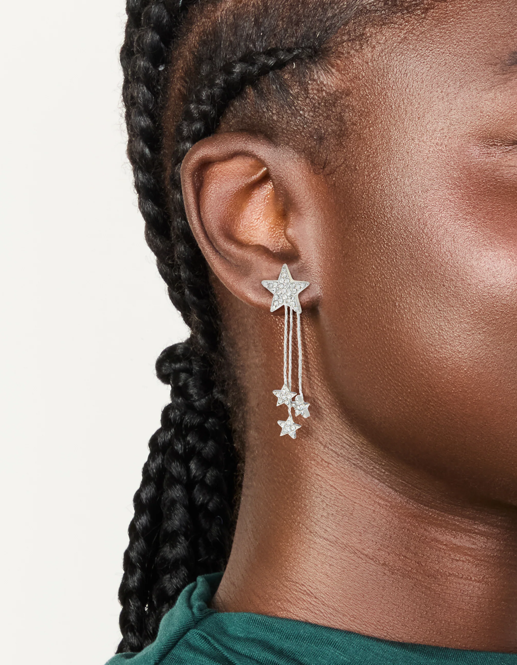 Silver Multi Star Drop Earrings - Image 2