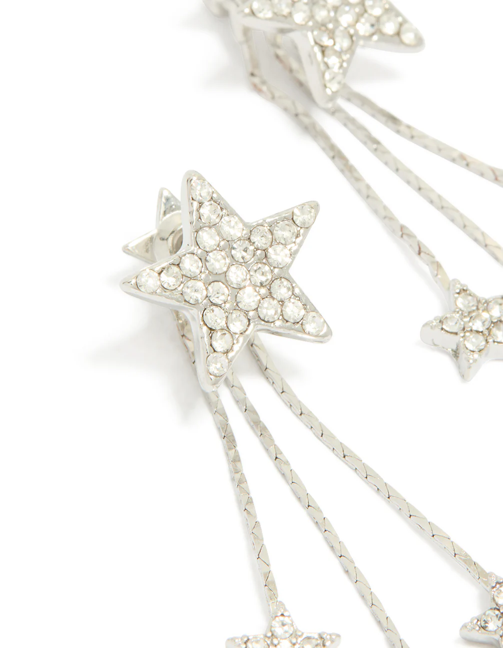 Silver Multi Star Drop Earrings - Image 4