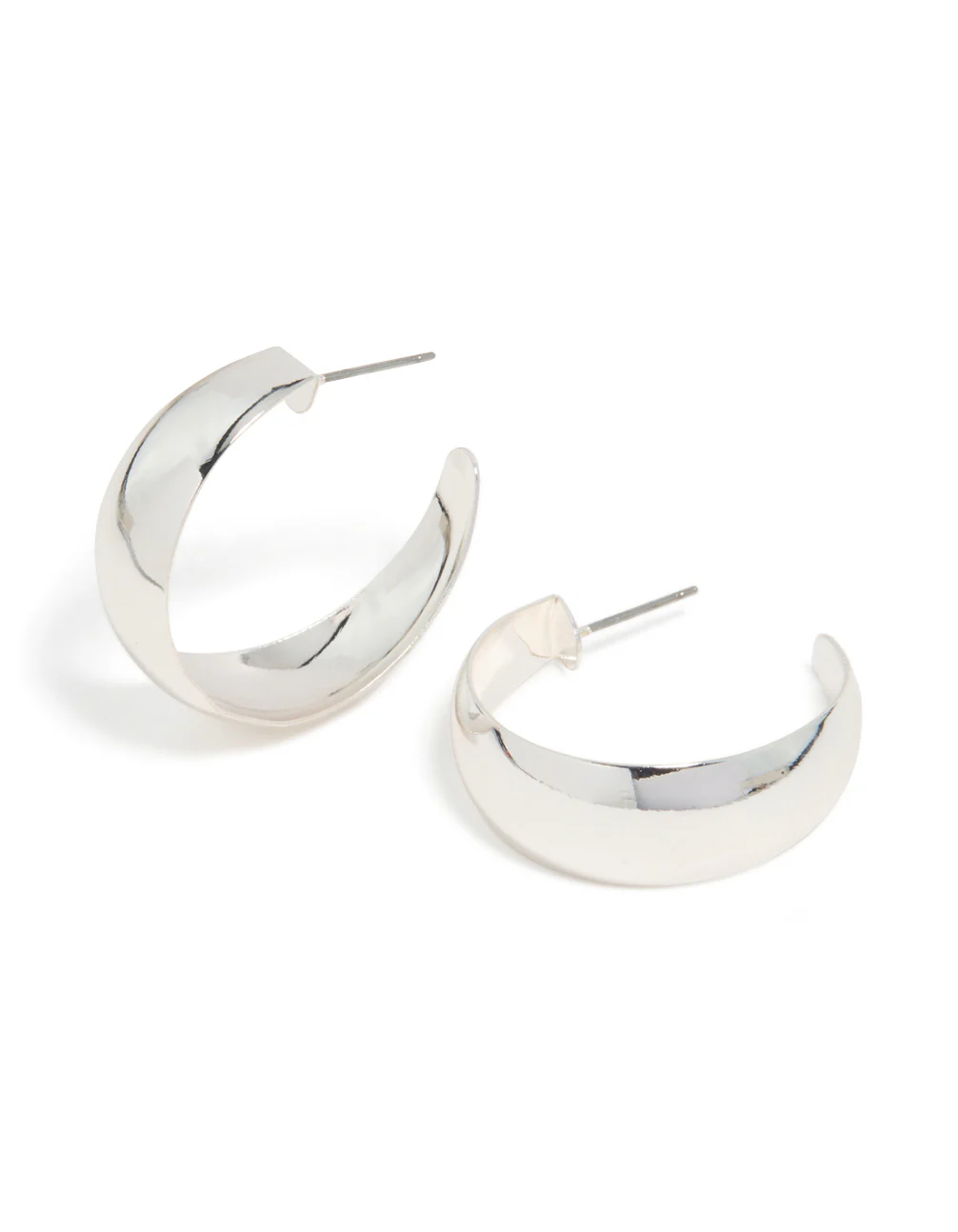 Silver Open Chubby Hoop Earrings