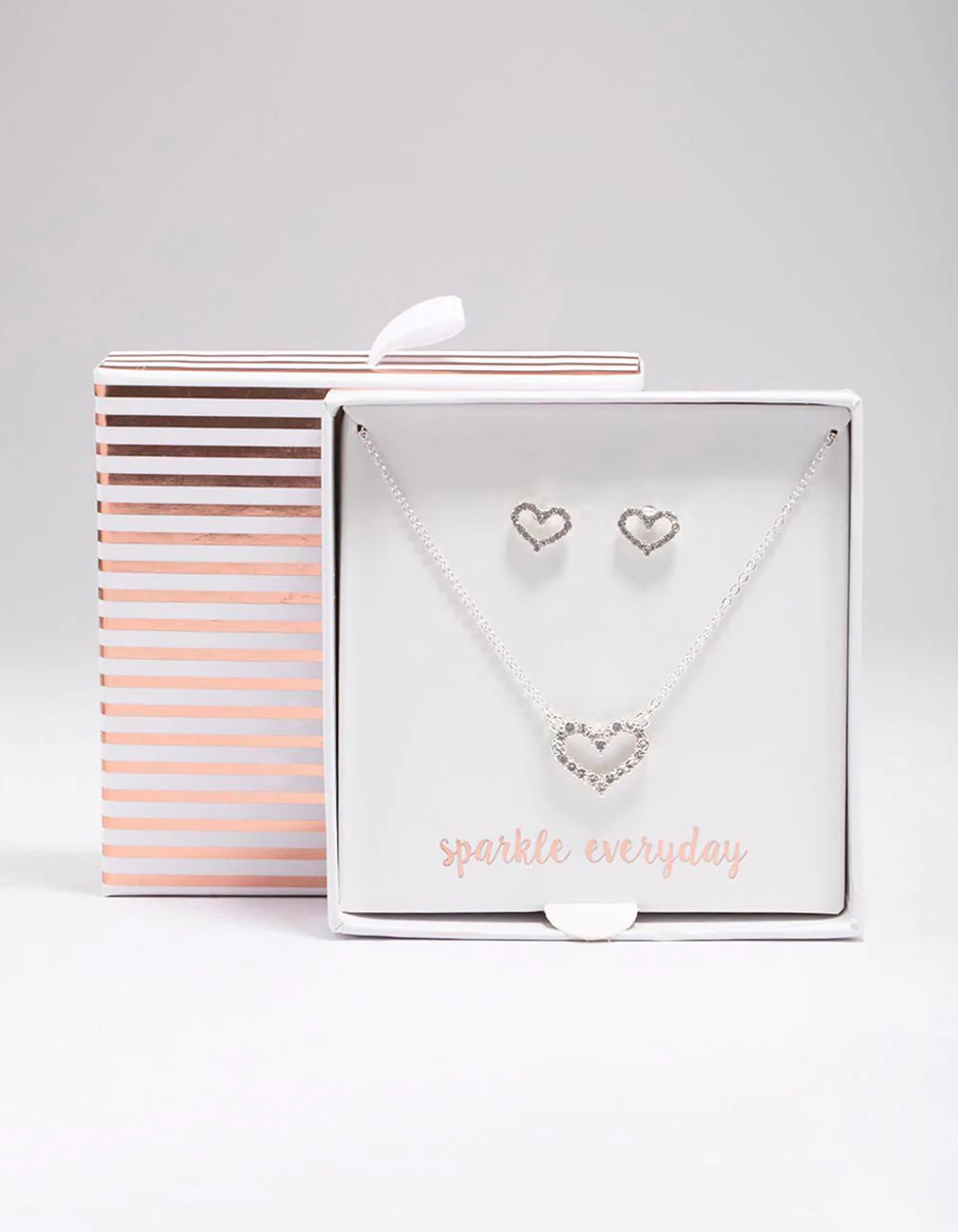 Silver Open Diamante Heart Jewellery Set - Image 3