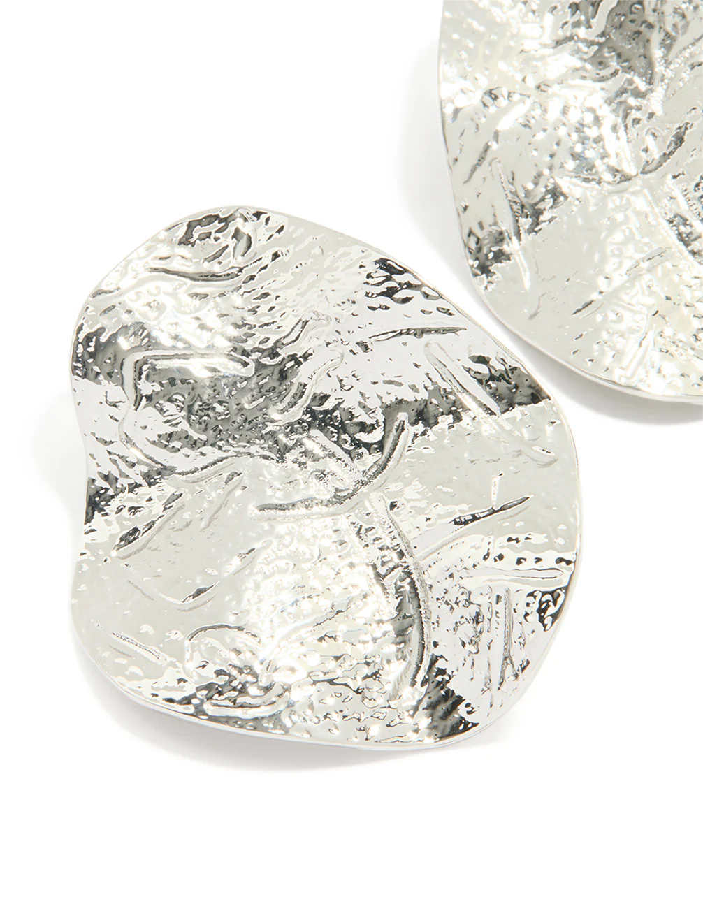 Silver Organic Stud Earrings - Image 2