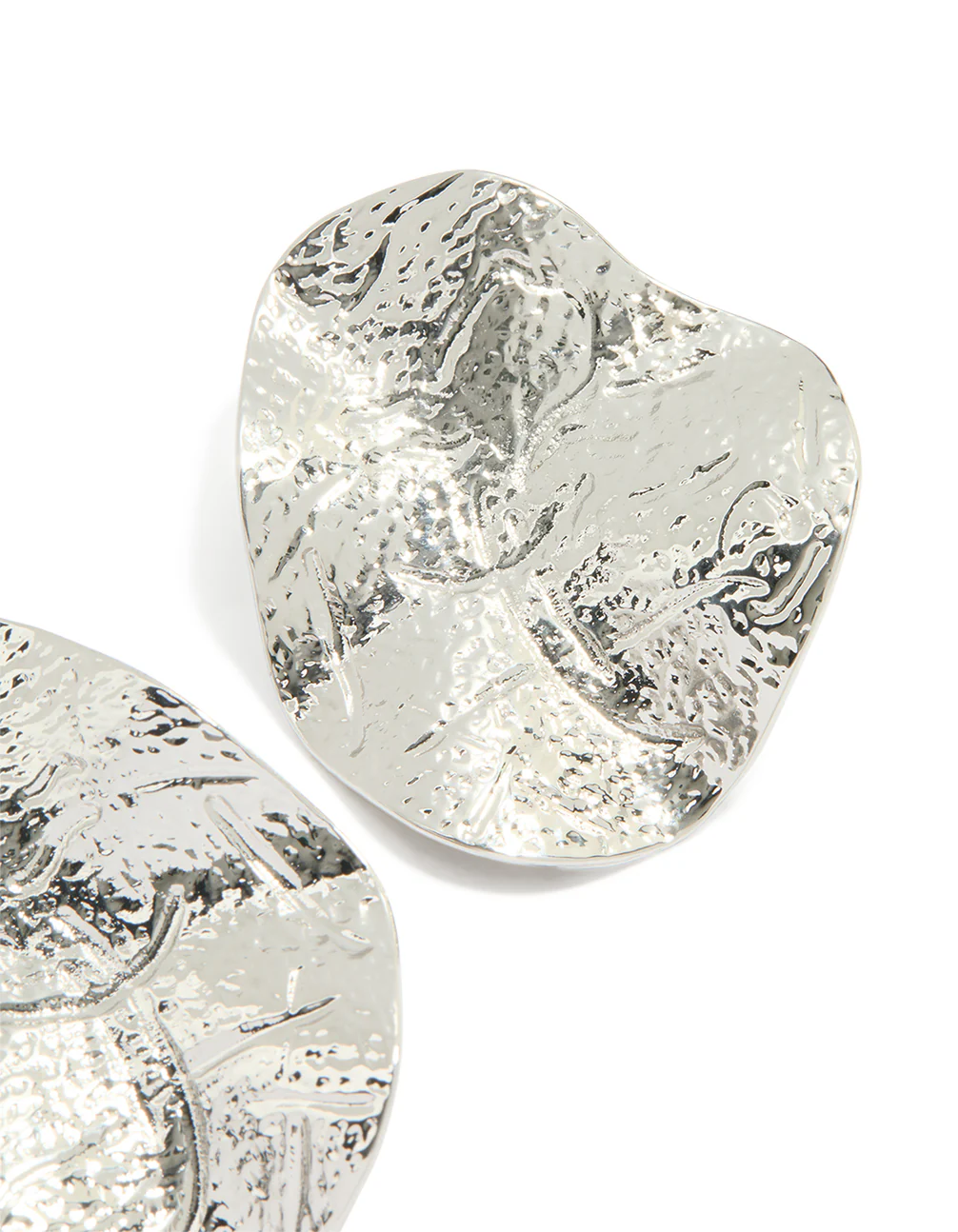 Silver Organic Stud Earrings - Image 3