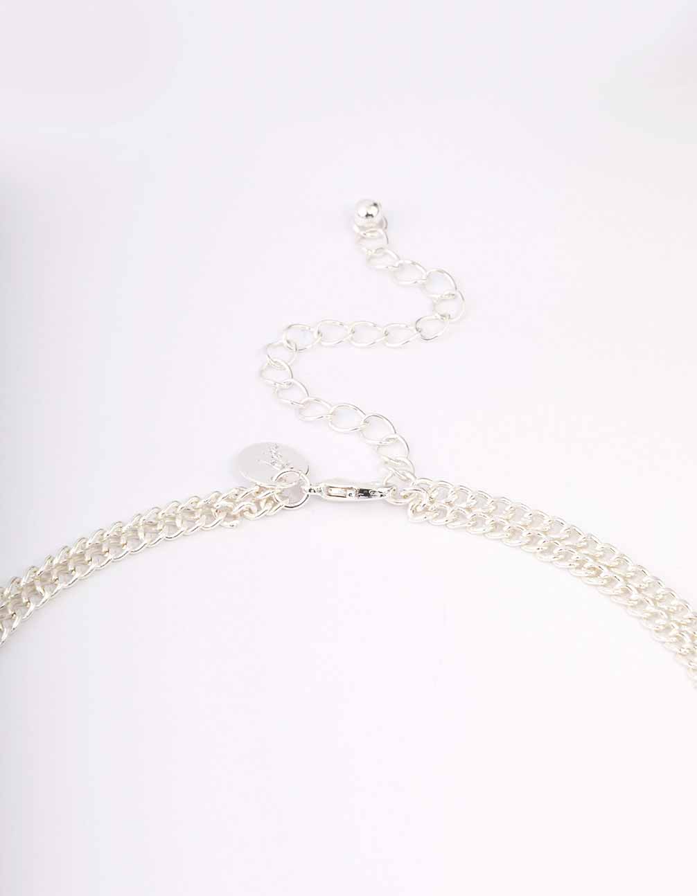 Silver Oval Long Chain Necklace - Image 3