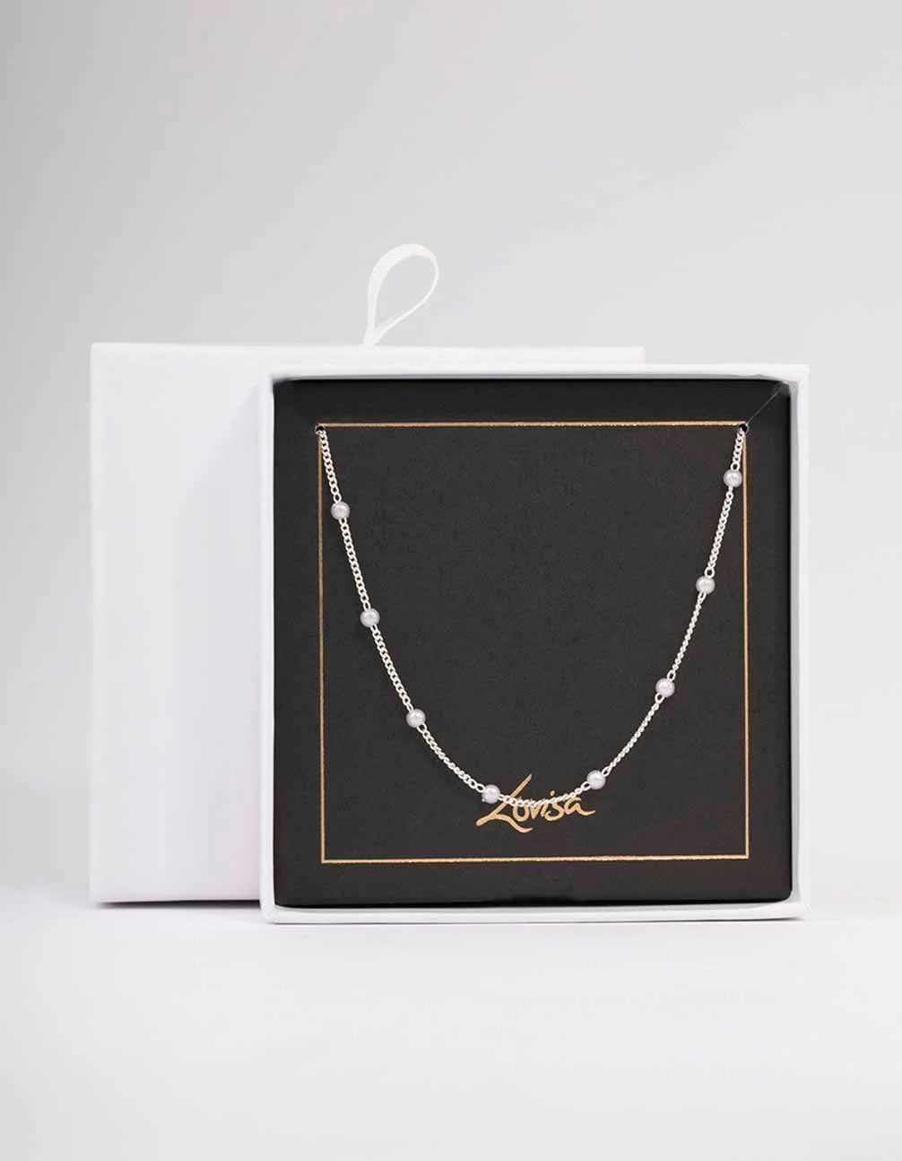 Silver Pearl Chain Necklace - Image 2