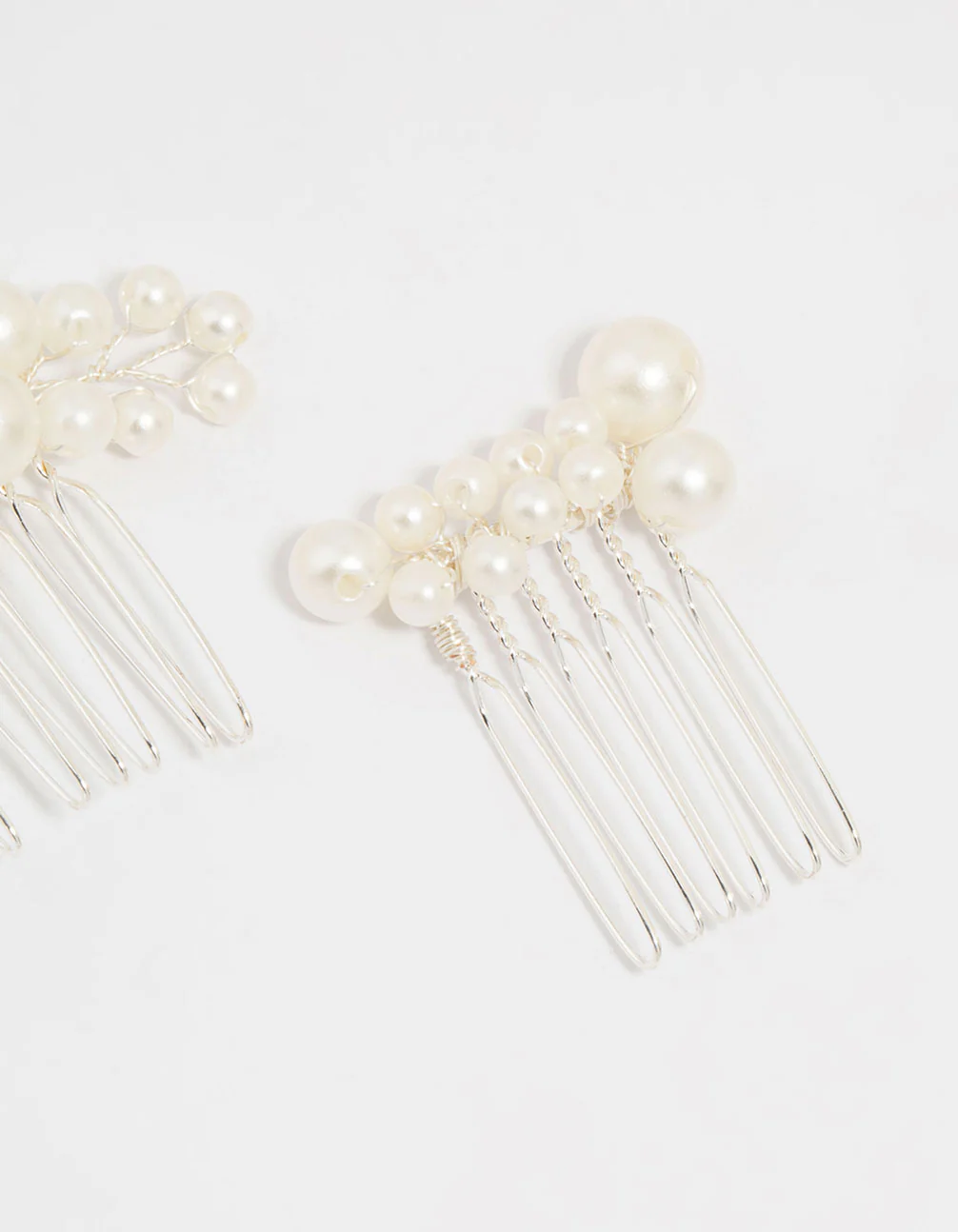 Silver Pearl Cluster Mixed Hair Comb & Pins 5-Pack - Image 3