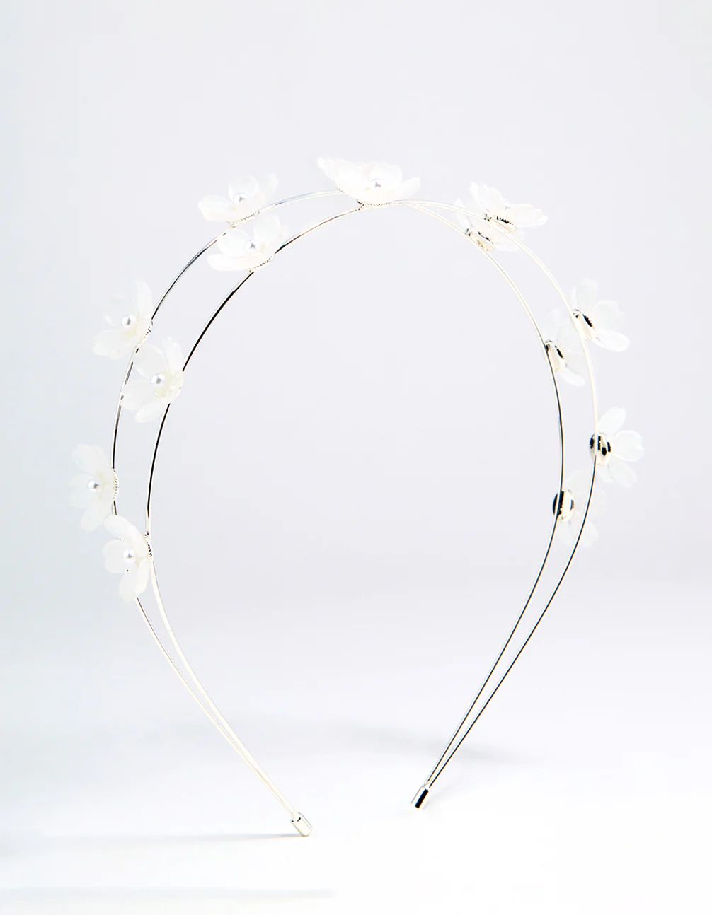 Silver Pearl Small Flower Headband