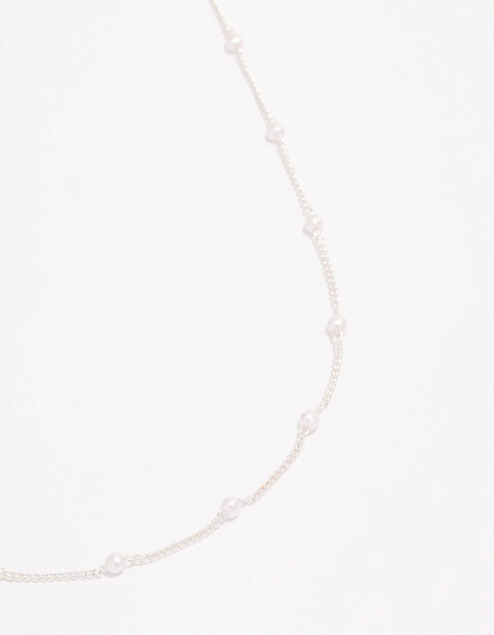Silver Pearl Station Chain Necklace
