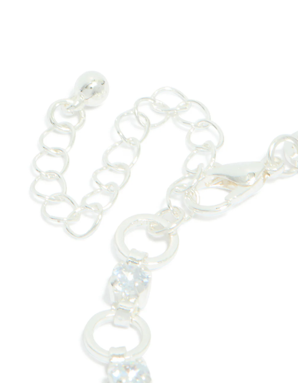 Silver Plated Alternating Cubic Zirconia Round Link Bracelet - Image 5