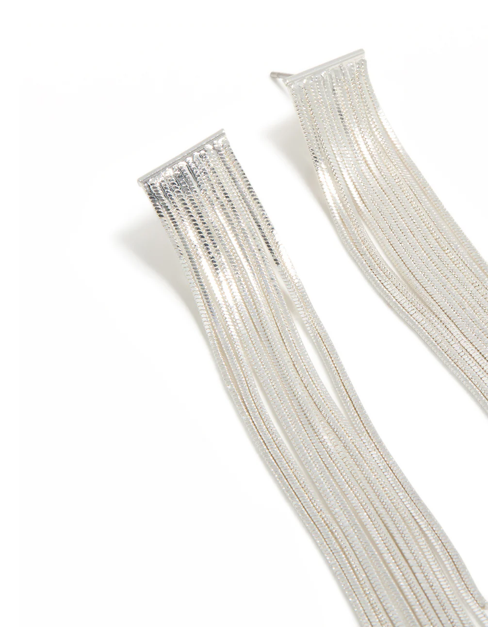 Silver Plated Box Chain Waterfall Drop Earrings - Image 4