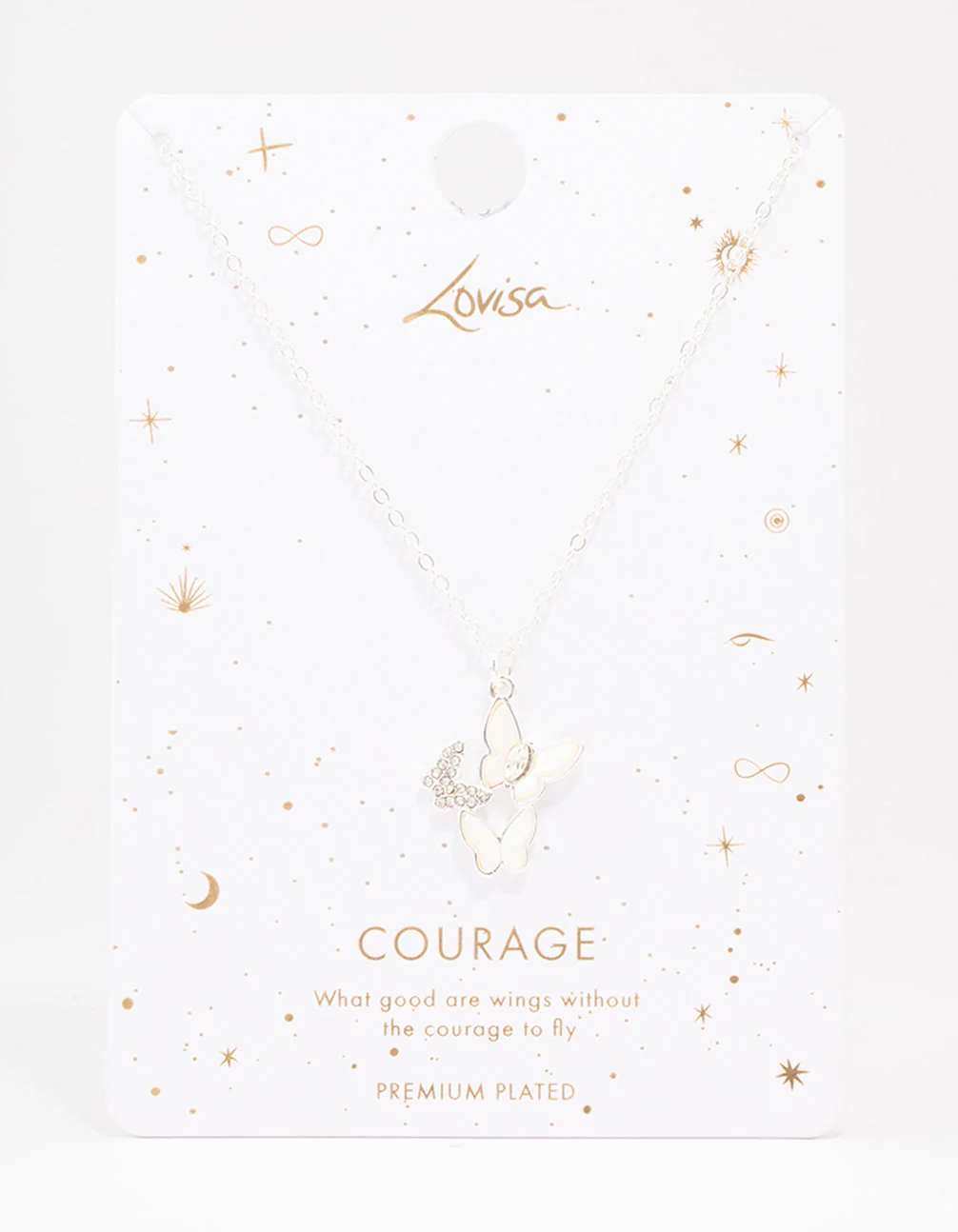 Silver Plated Butterfly Trio Pendant Necklace - Image 2