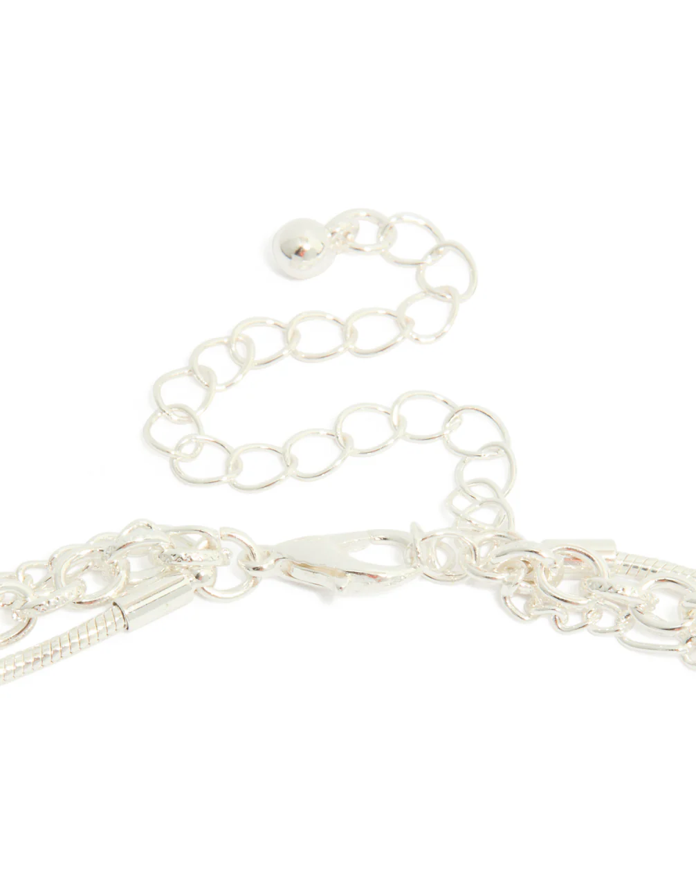 Silver Plated Chain & Diamante Heart Layered Necklace - Image 3