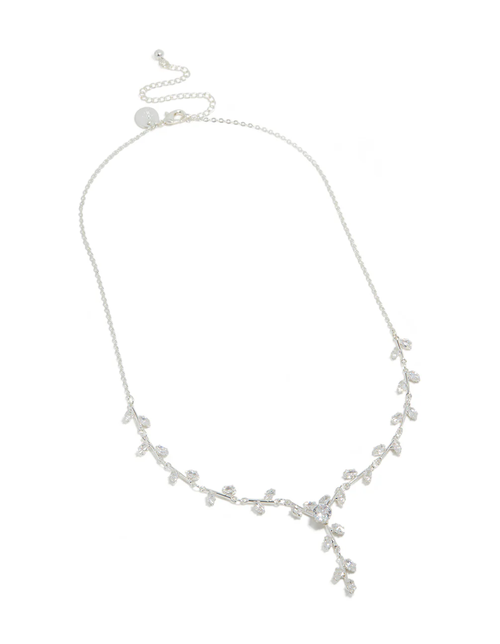 Silver Plated Cubic Zirconia Dainty Vine Spaced Necklace - Image 4