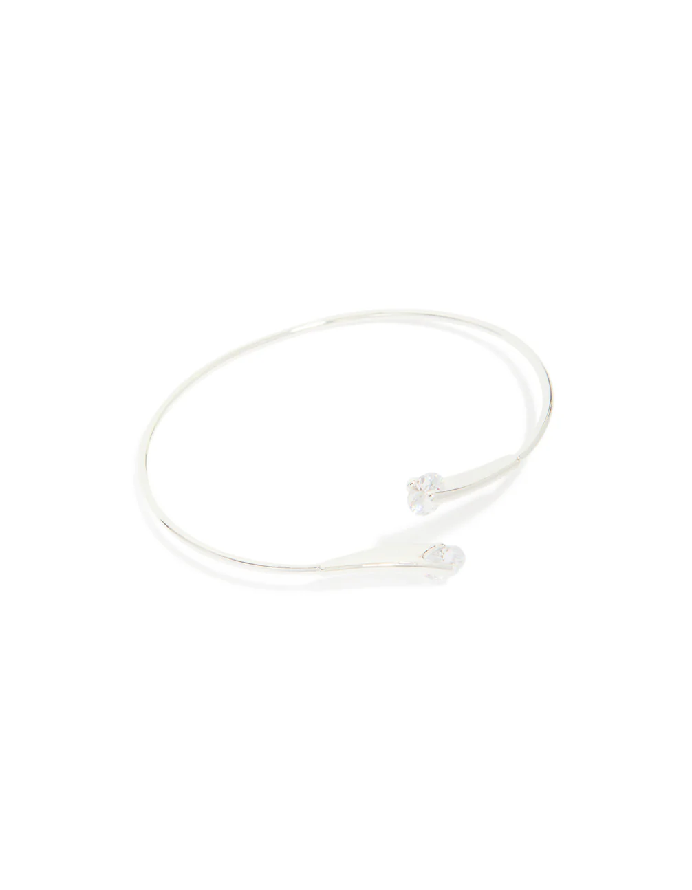 Silver Plated Cubic Zirconia Floating Wrap Around Bangle - Image 2