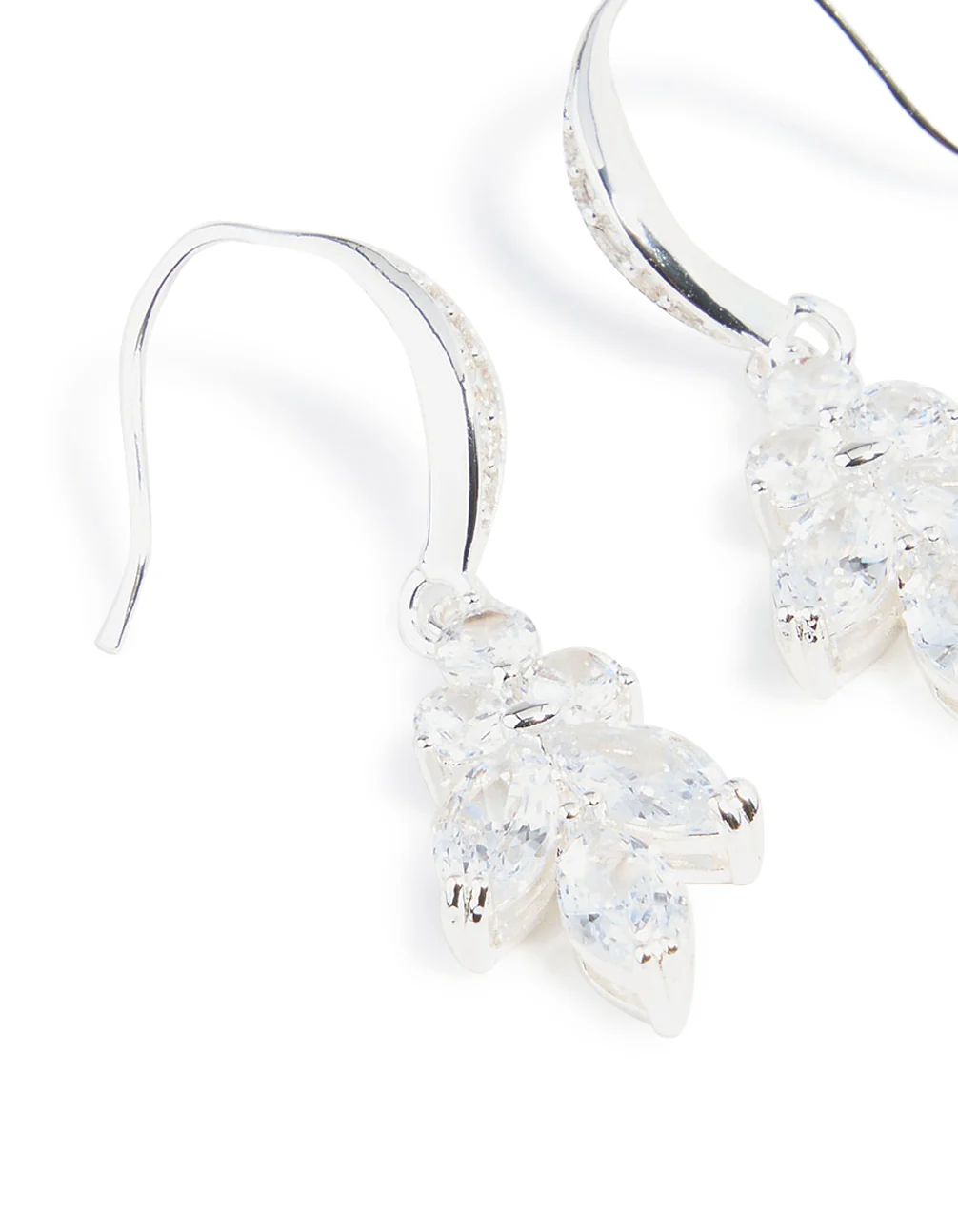 Silver Plated Cubic Zirconia Flower Vine Hook Earrings - Image 4