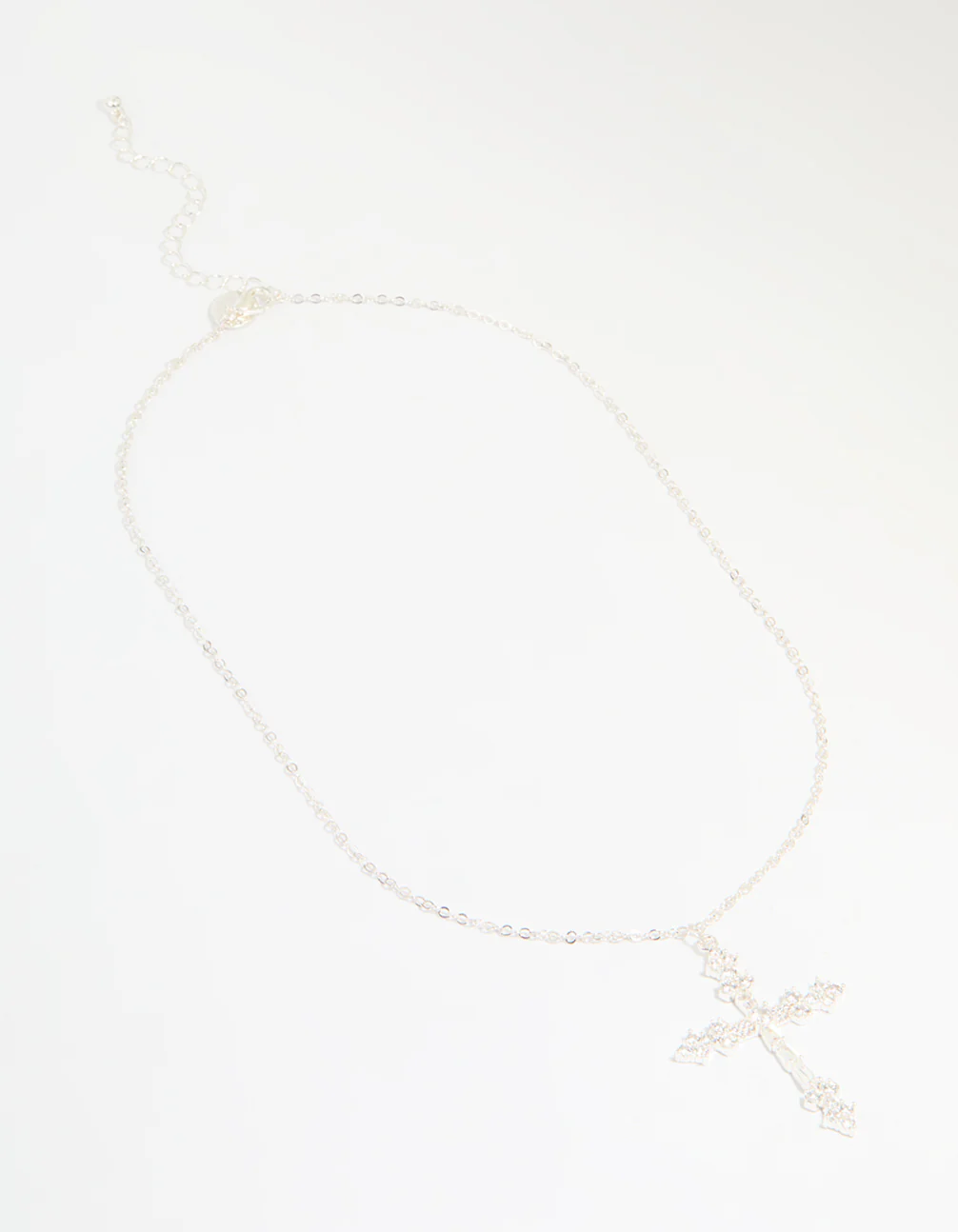 Silver Plated Cubic Zirconia Large Cross Pendant Necklace - Image 4