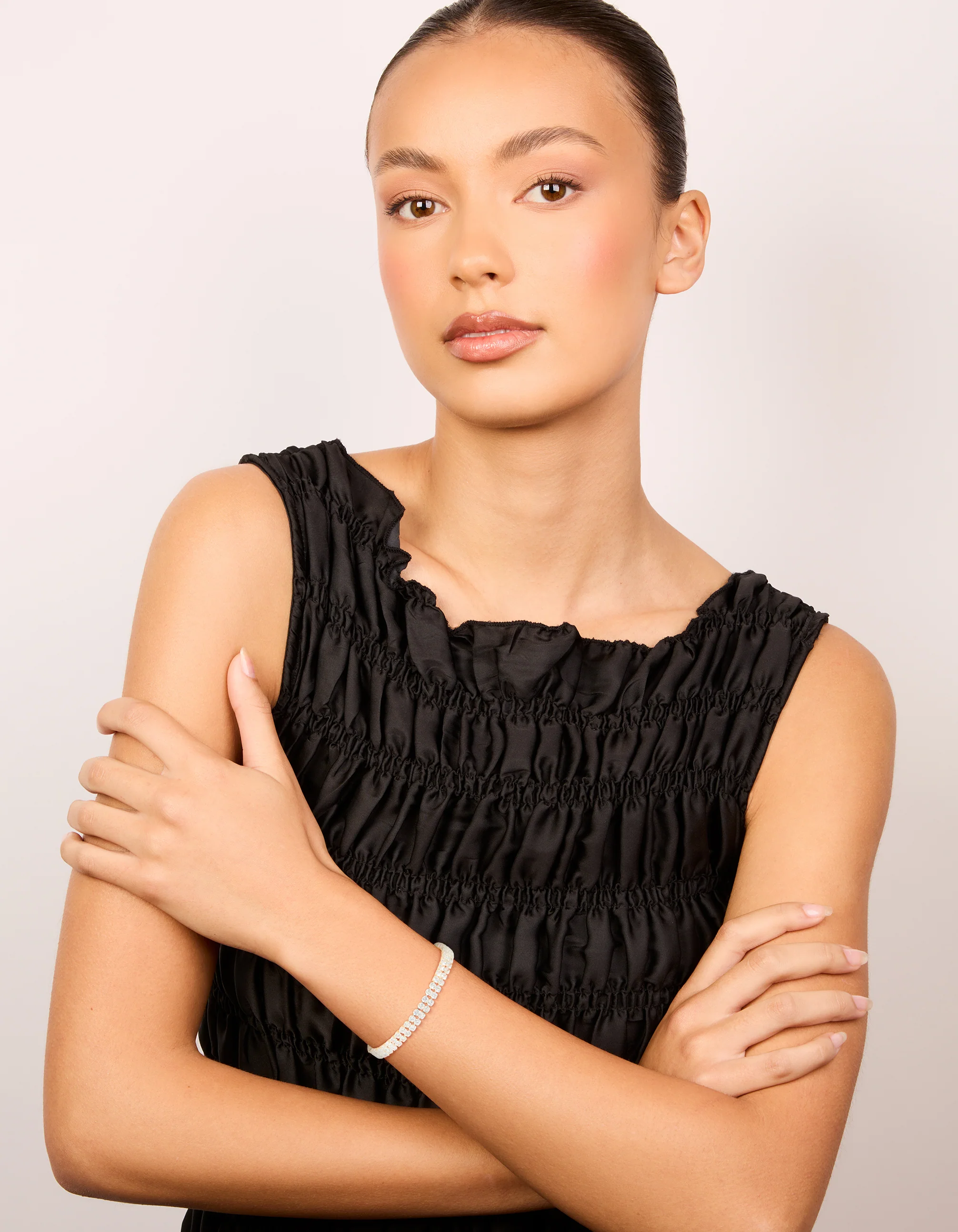 Silver Plated Cubic Zirconia Mini Toggle Bracelet - Image 3