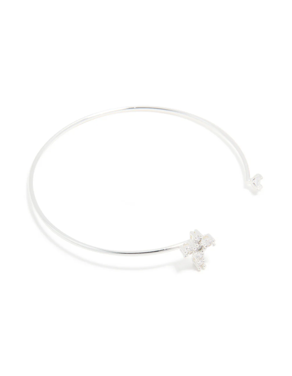 Silver Plated Cubic Zirconia Modern Cross Wrist Cuff