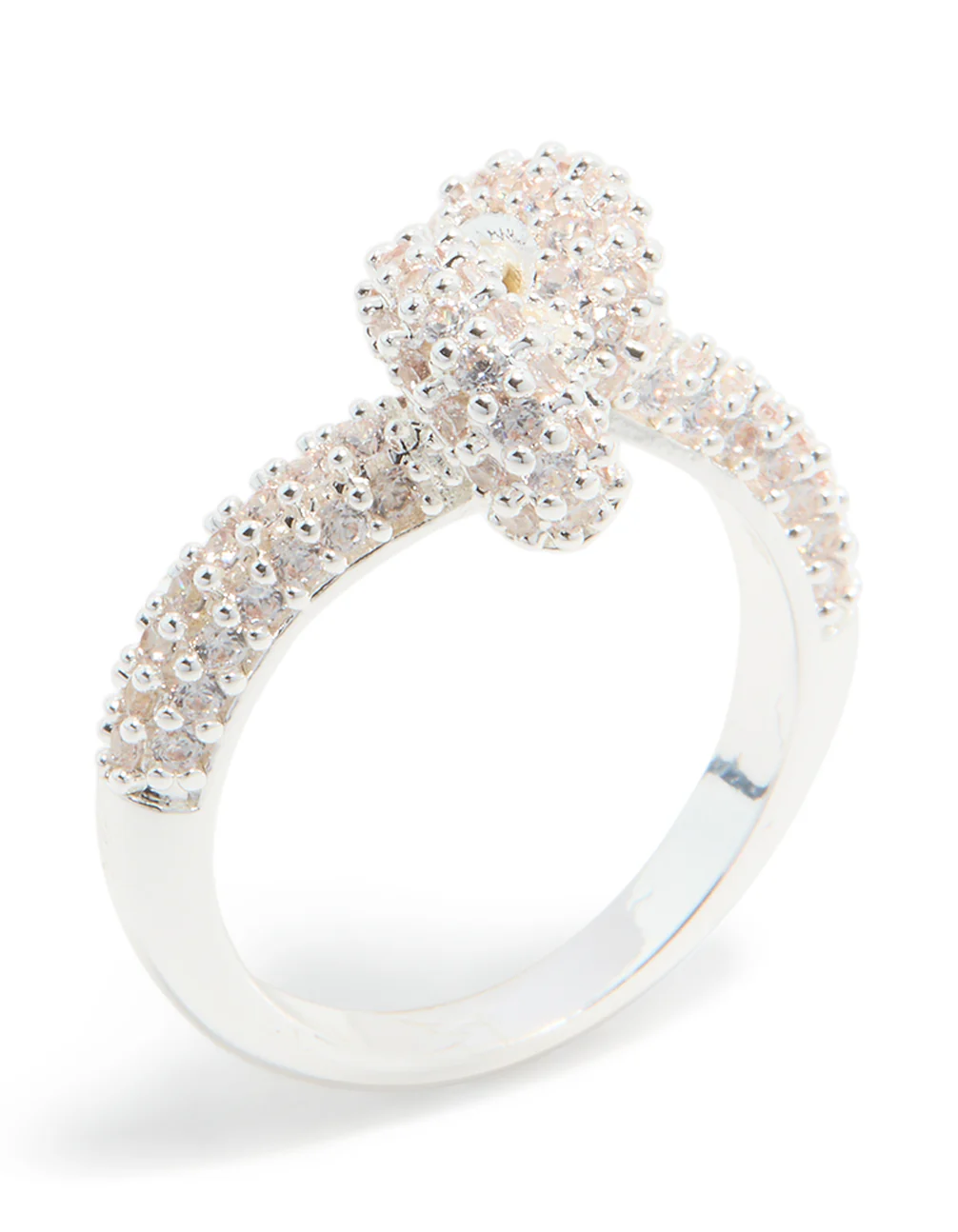 Silver Plated Cubic Zirconia Modern Knot Ring - Image 4