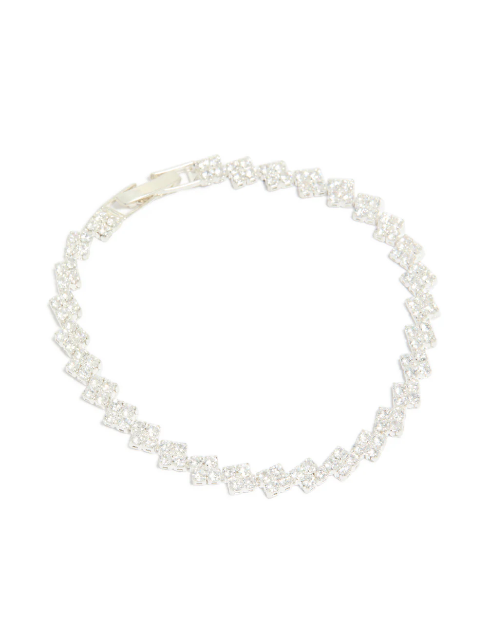 Silver Plated Cubic Zirconia Multi Flower Tennis Bracelet - Image 2