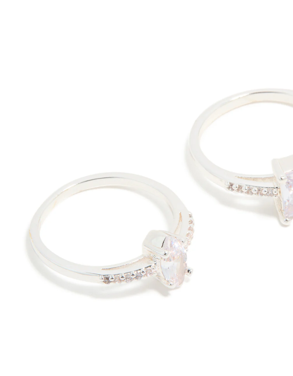 Silver Plated Cubic Zirconia Multi-Shaped Stacking Rings 3-Pack - Image 4