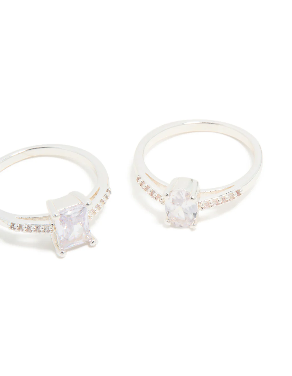 Silver Plated Cubic Zirconia Multi-Shaped Stacking Rings 3-Pack - Image 5