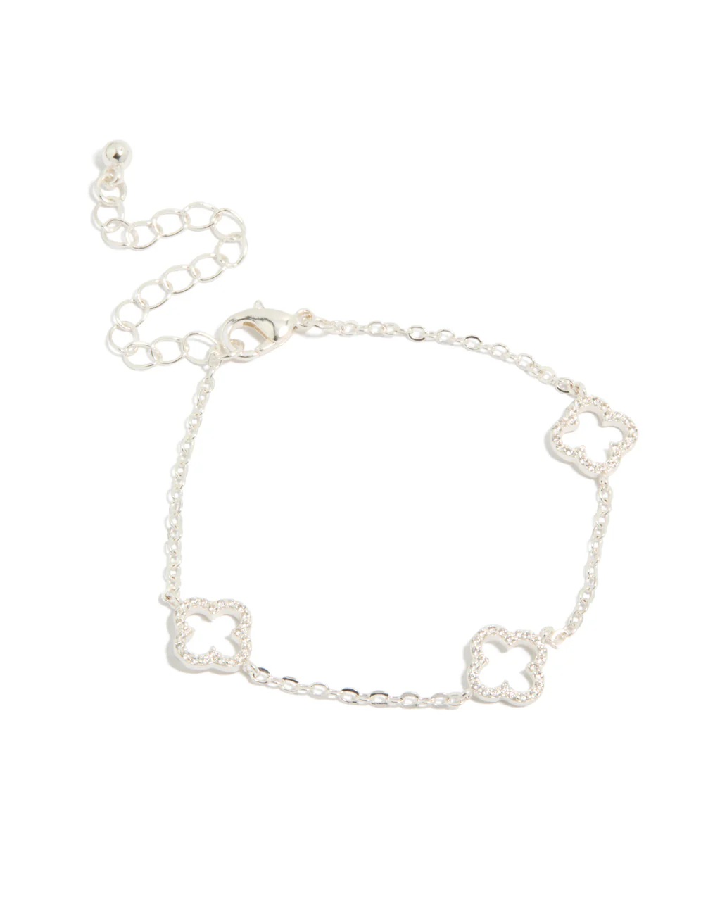Silver Plated Cubic Zirconia Outline Flower Bracelet